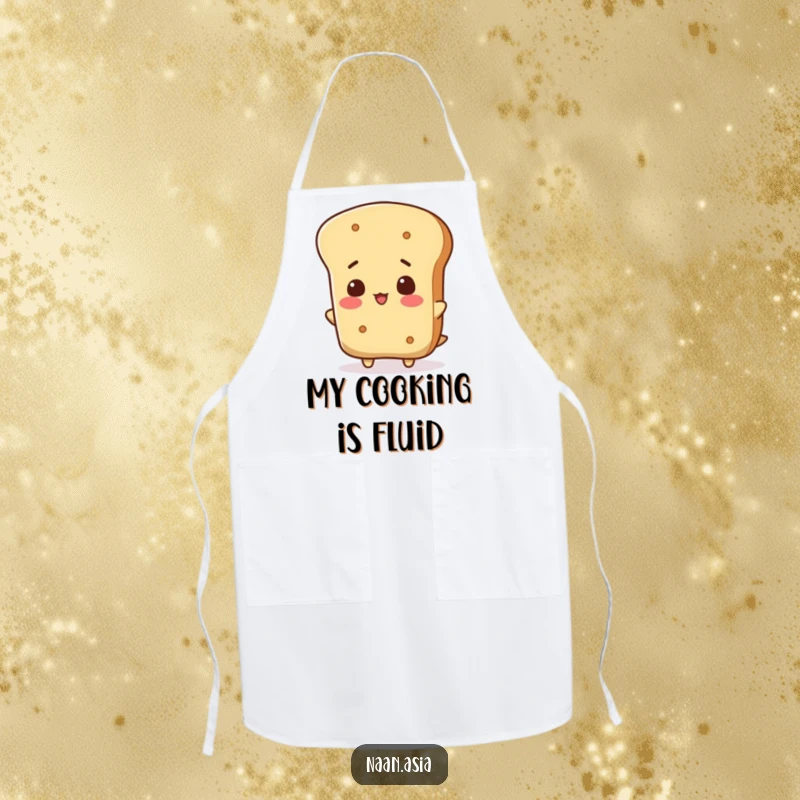 Funny Naan Bread Apron featuring a naan character tilting its head curiously, ideal for a playful cook.