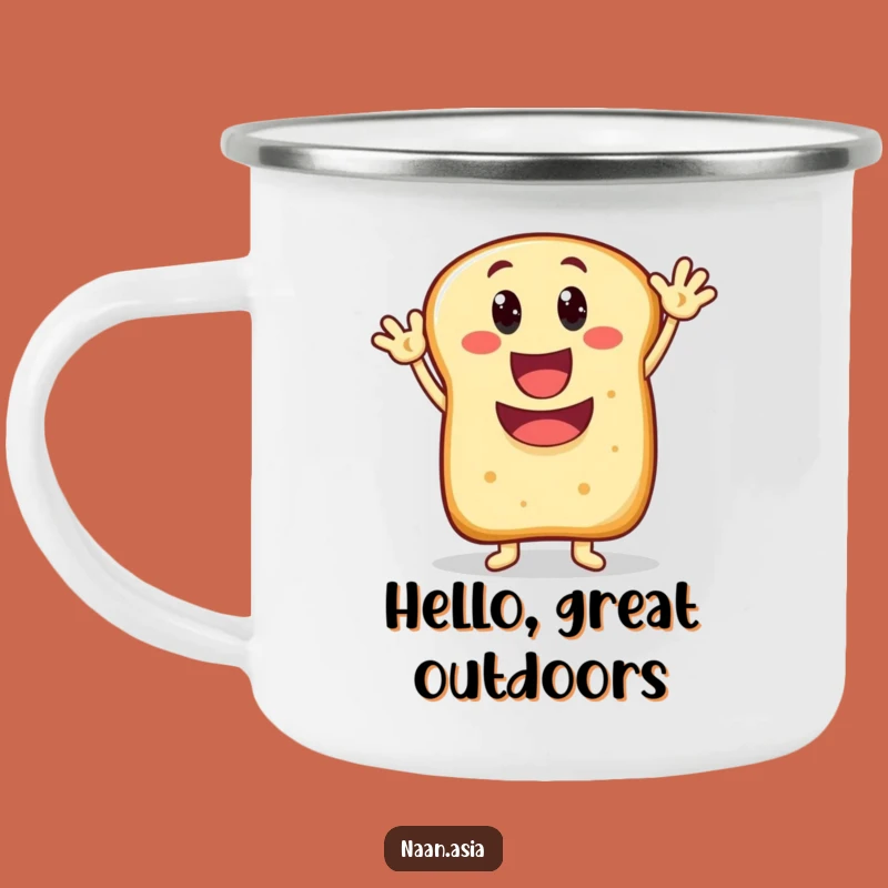 Funny Naan Bread Waving Mouth Camping Mug - Cheerful Adventures