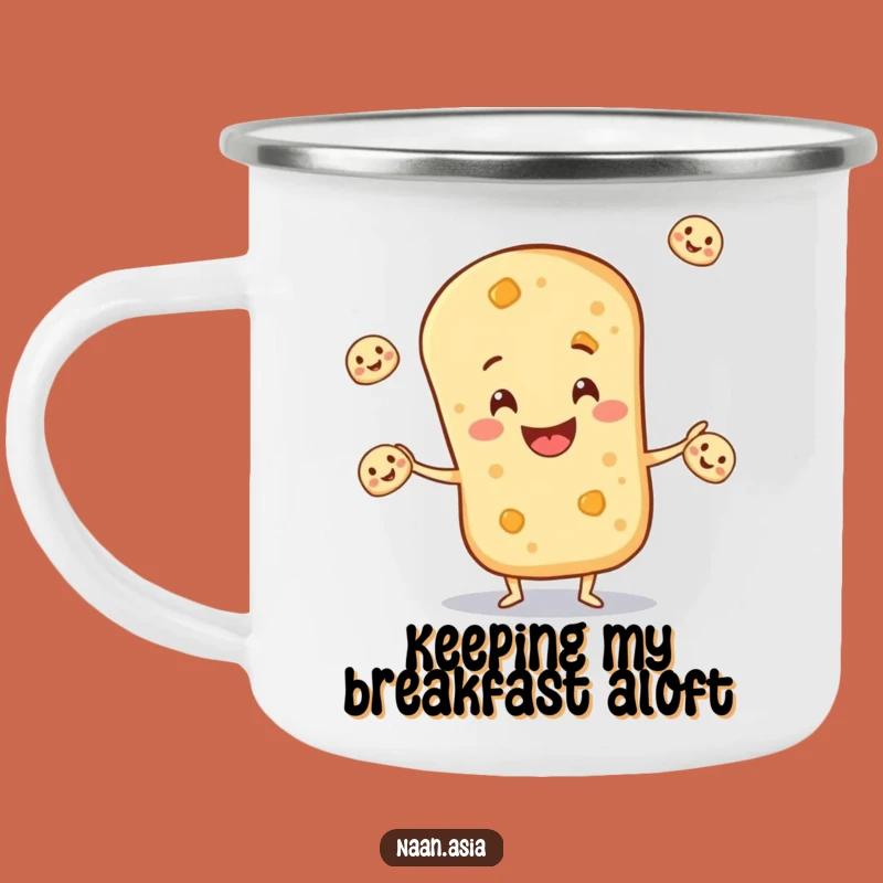 Funny Naan Bread Juggling Camping Mug - Adventure-Ready Humor for Bread Lovers