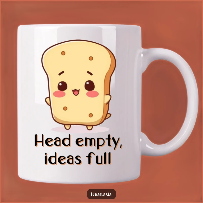 Funny Naan Bread Head Tip Mug - Quirky Cartoon Naan Surprise Gift