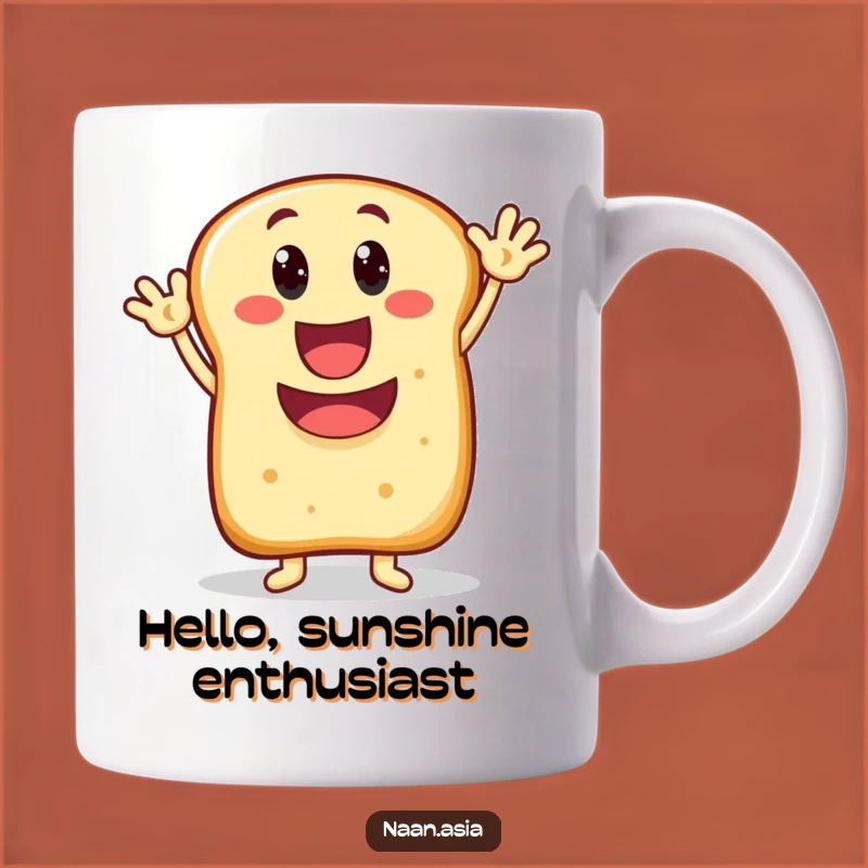 Funny Naan Bread Waving Mouth Mug - Cheerful Character Gift