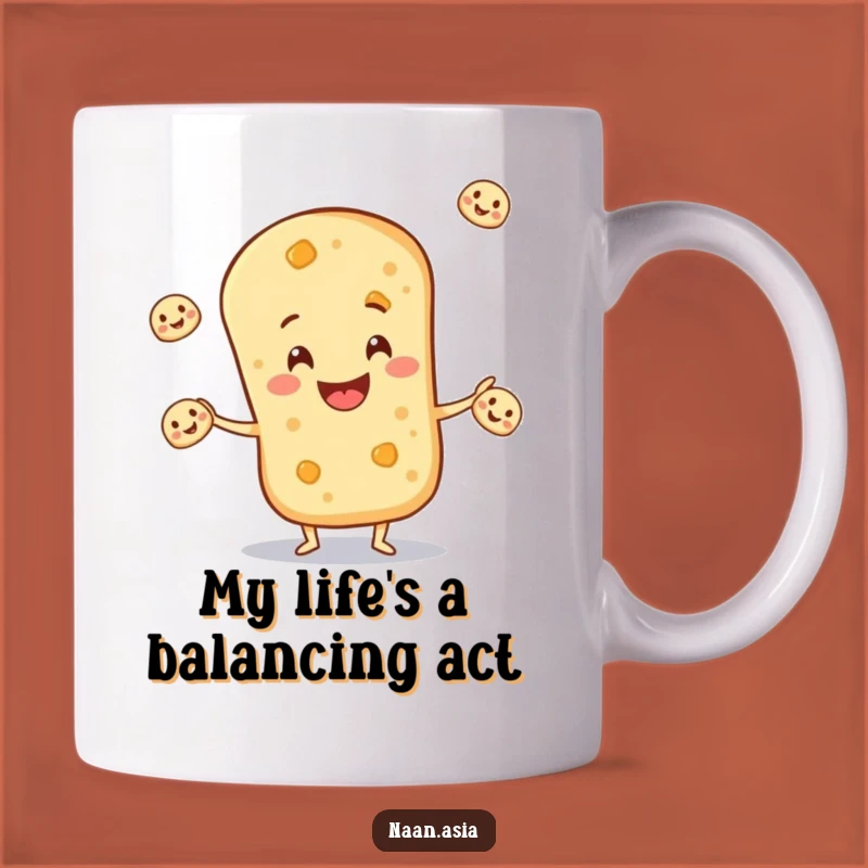 Funny Naan Bread Juggling Mug - Hilarious Cartoon Naan Gift for Bread Lovers