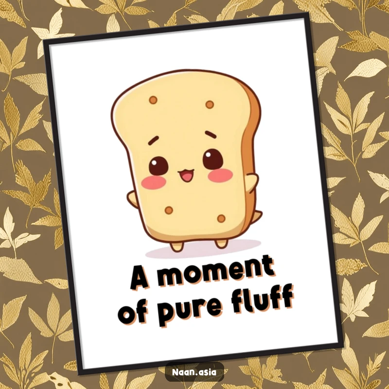 Funny Naan Bread Digital Art Print of a naan character tilting its head playfully, conveying cute and funny curiosity.