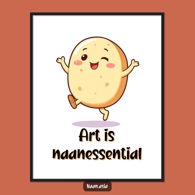 Funny Naan Bread Kicking Legs Digital Art - Joyful Character Decor