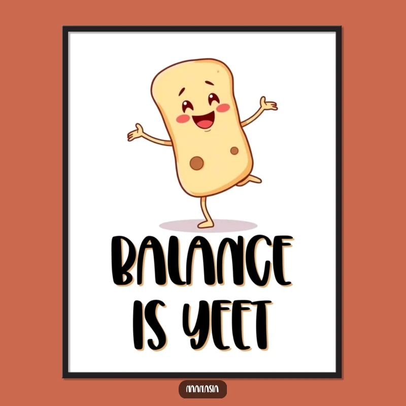 Funny Naan Bread Balancing Digital Art - Humorous Character Decor