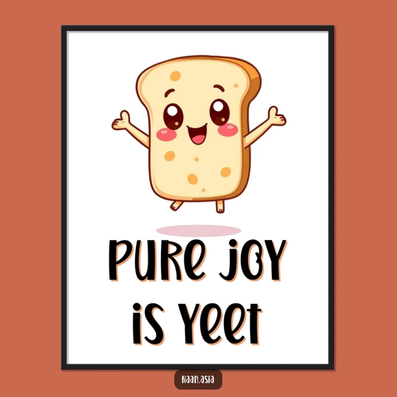 Funny Naan Bread Excited Dots Digital Art - Joyful Character Decor