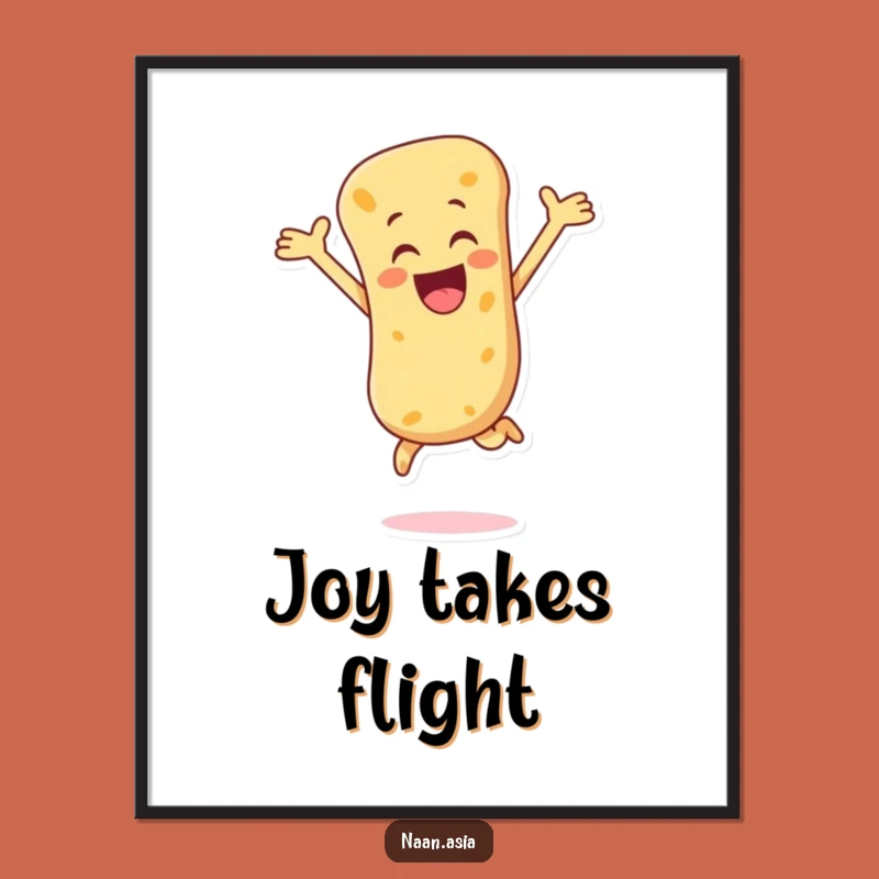 Funny Naan Bread Leap Poster - Dynamic Art Full of Bread Joy