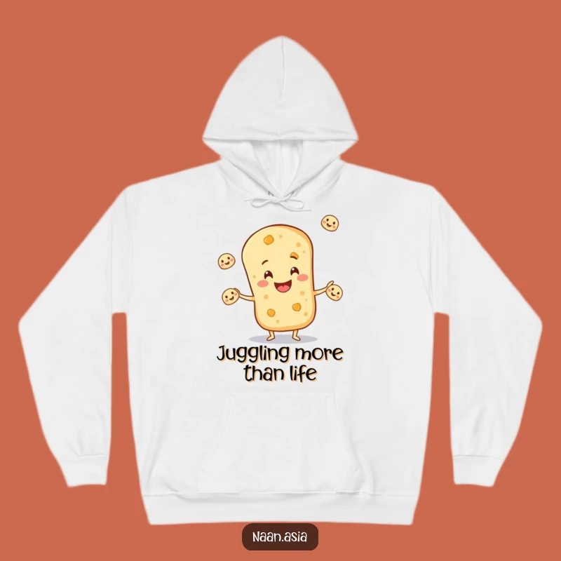 Funny Naan Bread Juggling Hoodie - Cozy and Comical Bread Lover Apparel