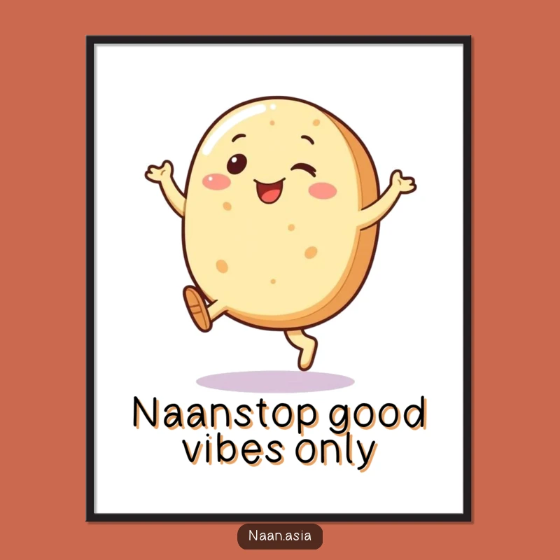 Free Printable Naan Wall Art: Funny Jumping Bread Decor Downloadable Gift