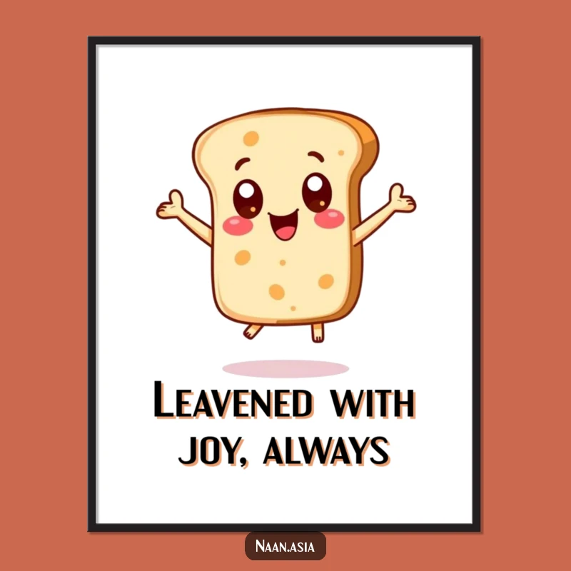 Free Printable Naan Wall Art: Joyful Jumping Bread Decor Downloadable Gift