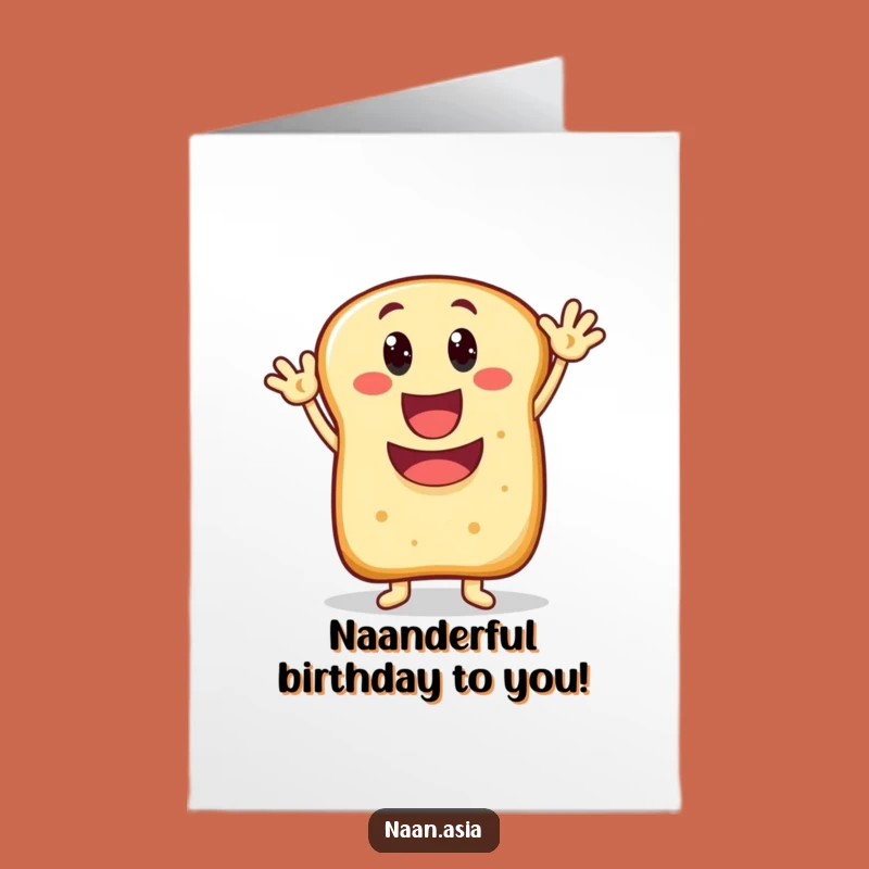 Free Printable Naan Birthday Card: Waving Bread Hello Downloadable Gift