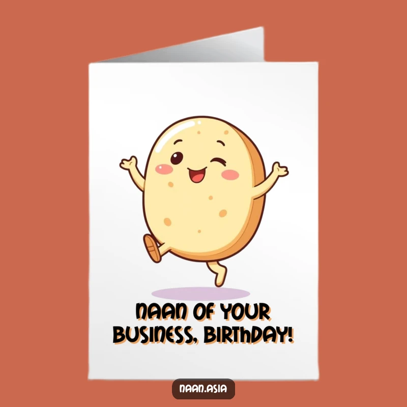 Free Printable Naan Birthday Card: Funny Jumping Bread Downloadable Gift
