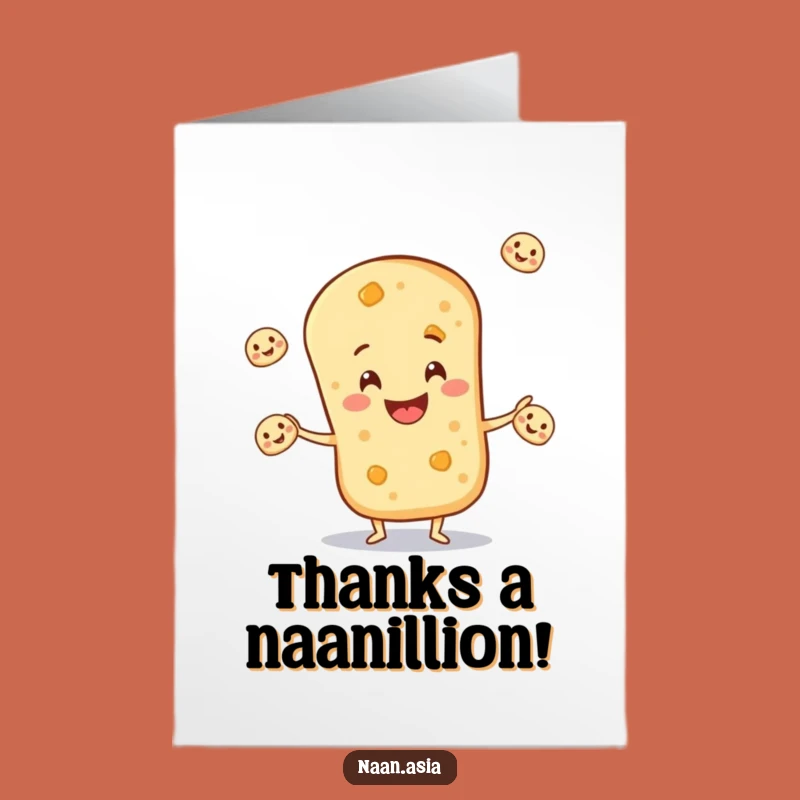 Free Printable Naan Thank You Card: Grateful Juggling Bread for Your Kindness!