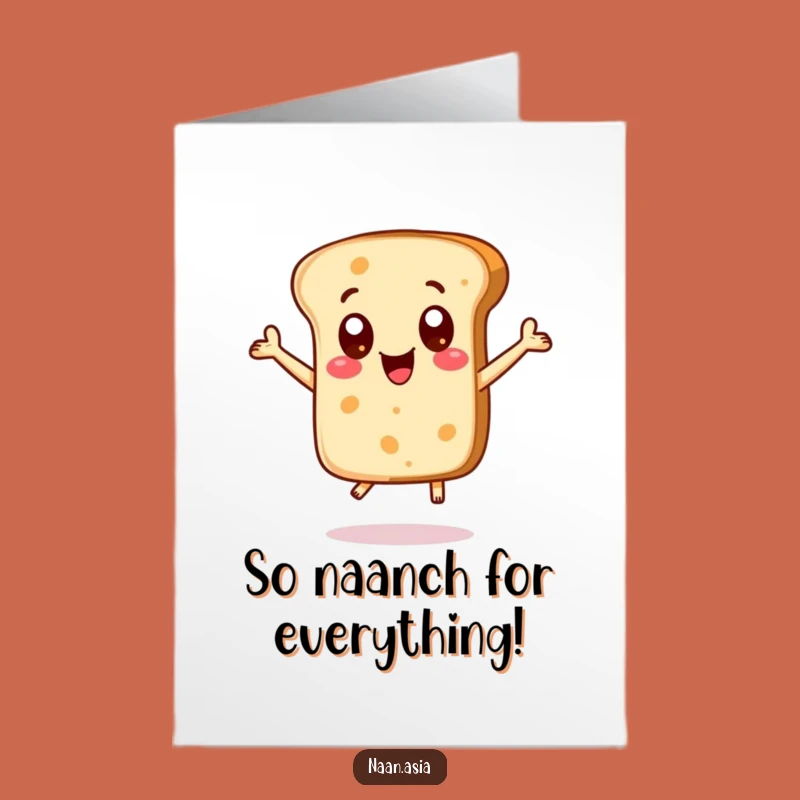 Free Printable Naan Thank You Card: Cheerful Bread Jumping Downloadable Gift