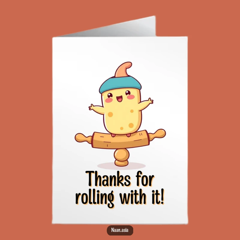 Free Printable Naan Thank You Card: Rolling Pin Wobble Gratitude Funny