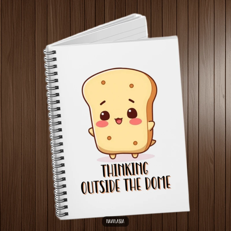 Funny Naan Bread Notebook with a naan character tilting its head playfully, perfect for capturing ideas with humor.
