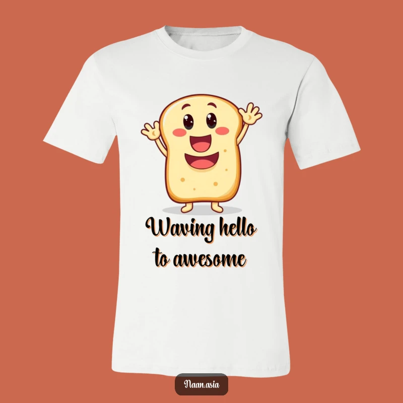 Funny Naan Bread Waving Mouth T-Shirt - Enthusiastic Greeting Apparel